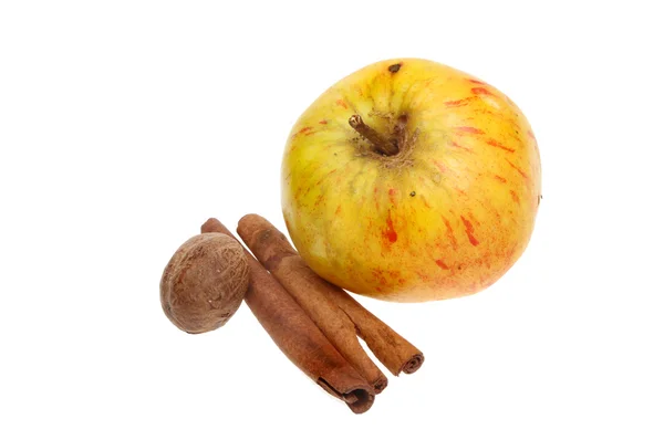 Apfel-Zimt-Muskatnuss — Stockfoto