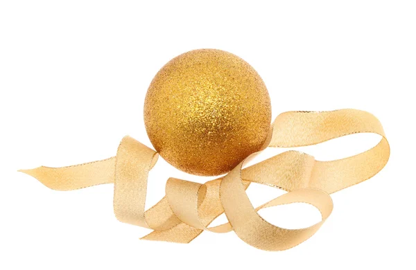 Christmas bauble and gold ribbon — Stock Photo, Image