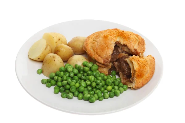 Meat pie and vegetables — Stock Photo, Image