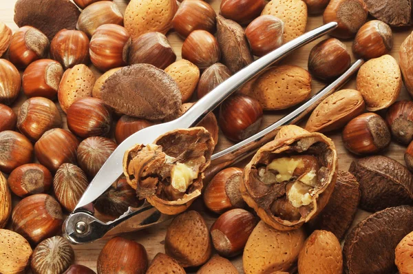 Nuts and cracker — Stock Photo, Image