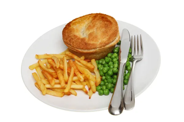 Pie chips and peas — Stock Photo, Image