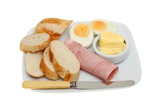Bread egg and ham — Stock Photo, Image