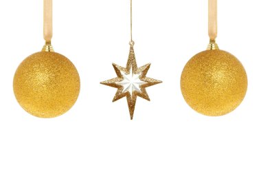 Altın baubles ve yıldız