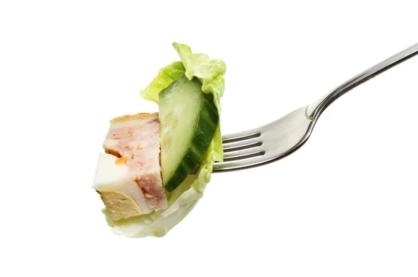 Kuchen und Salat — Stockfoto