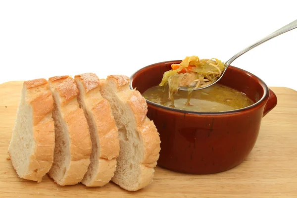 Soup and bread — Stock Photo, Image