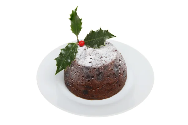 Christmas pudding on plate — Stock Photo, Image