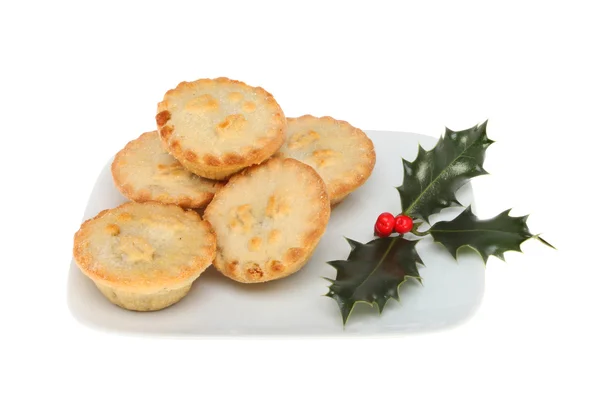 Mince pies and holly — Stock Photo, Image