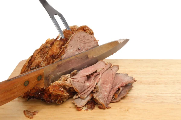 Carving roast beef — Stock Photo, Image