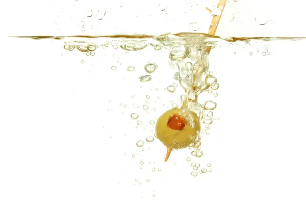 Olive plunged into water — Stock Photo, Image