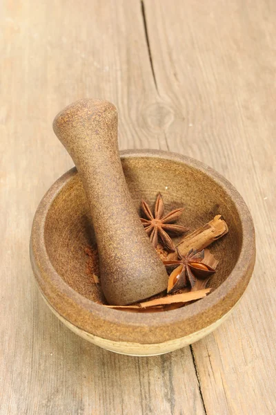 Pestle and mortar with spice — Stock Photo, Image