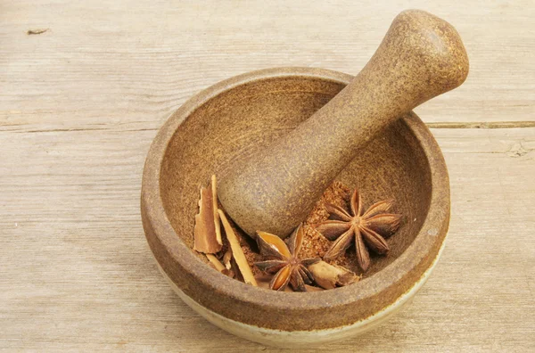 Spice in pestle and mortar — Stock Photo, Image