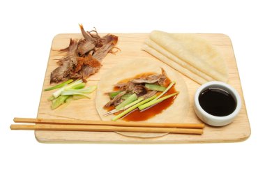 Crispy duck and pancakes clipart