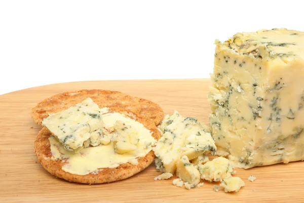 Stilton ost och kex — Stockfoto