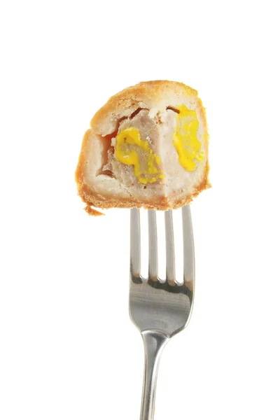 Pork pie on fork — Stock Photo, Image