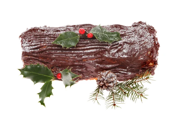 Decorated yule log — Stock Photo, Image