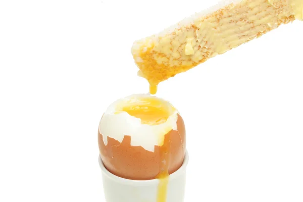 Soft boiled egg and toast closeup — Stock Photo, Image