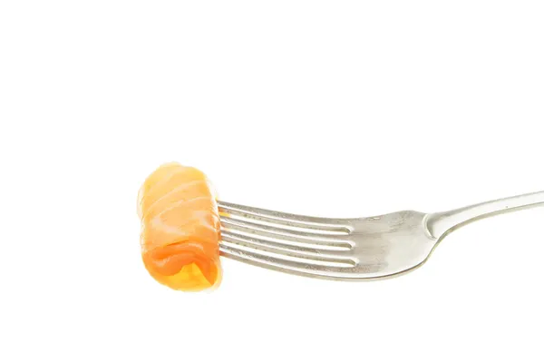 Salmón ahumado en un tenedor — Foto de Stock