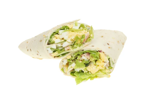 Egg bacon and salad bread wraps — Stock Photo, Image