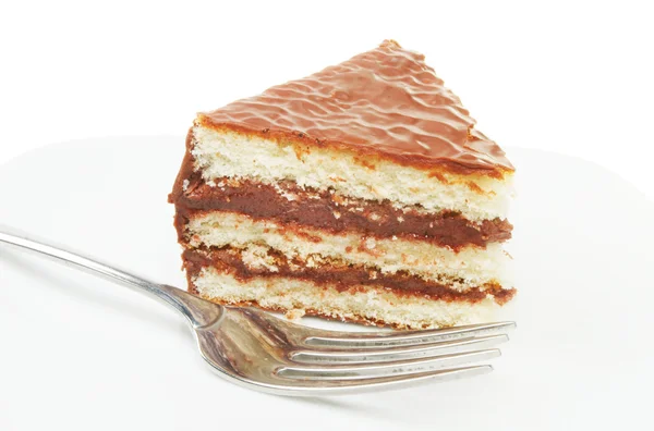 bir çatal ile Çikolatalı pasta dilimi