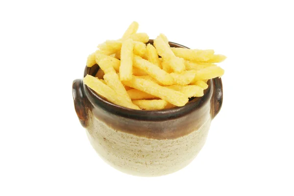 Crunchy potato sticks in a bowl — Stock Photo, Image