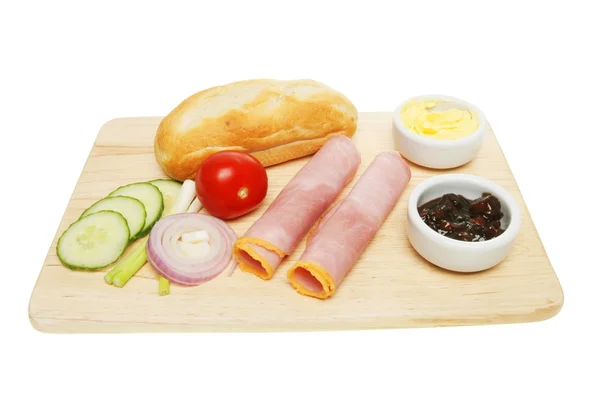 Ham baguette ingredients — Stock Photo, Image