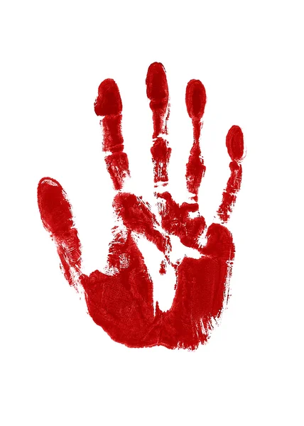 Blood red impression of a left hand — Stock Photo, Image