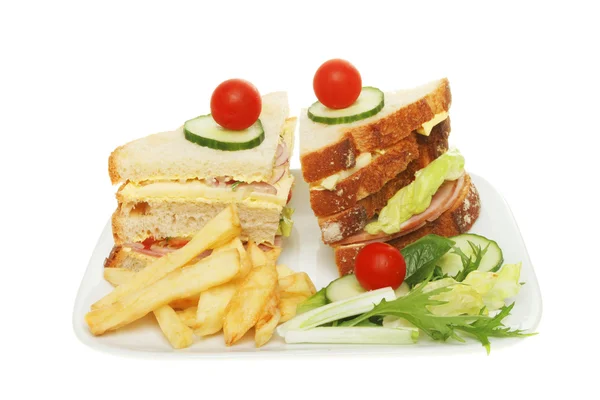 Club Sandwich auf einem Teller — Stockfoto