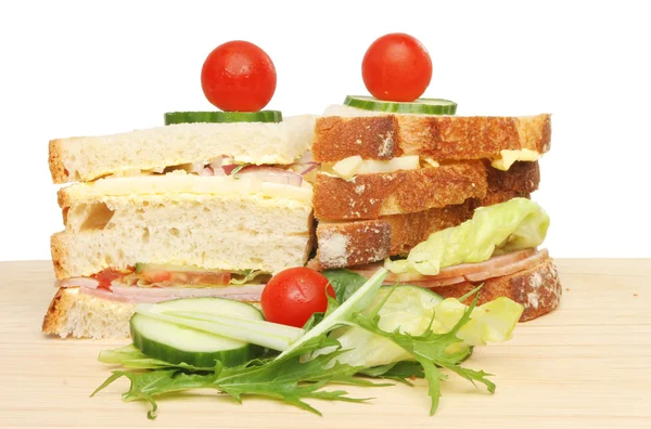 Club sandwich and salad — Stock Photo, Image