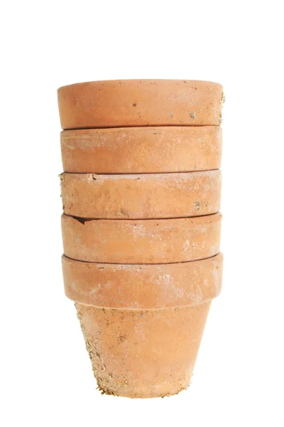 Stapel van terracotta plant potten — Stockfoto