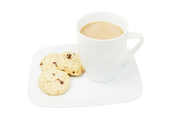 Café y galletas en un plato —  Fotos de Stock