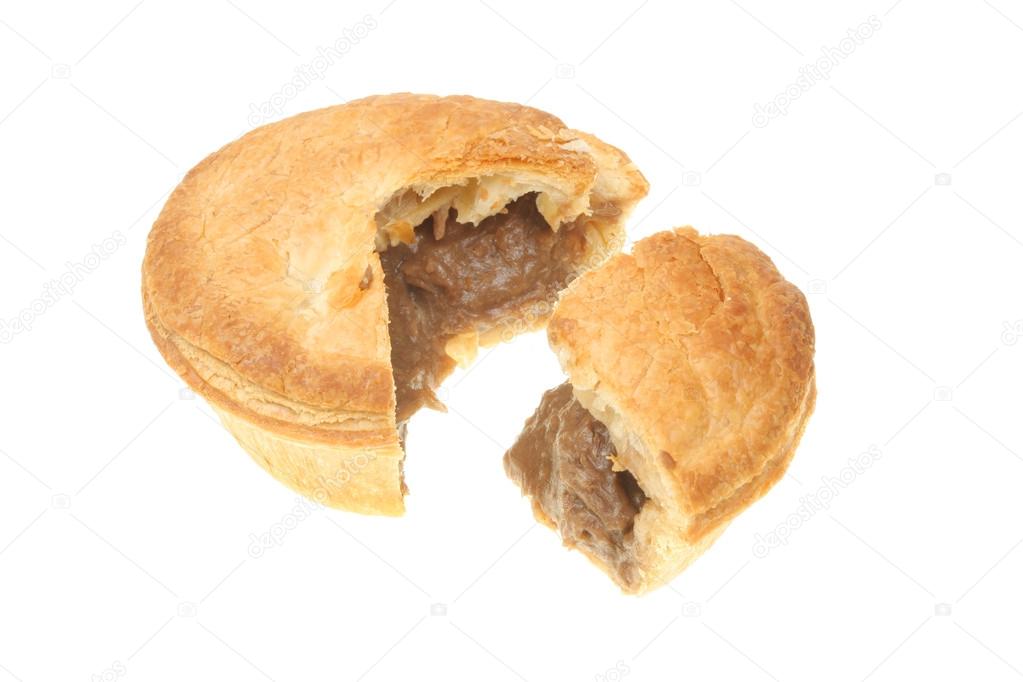 Meat pie with slice cut out