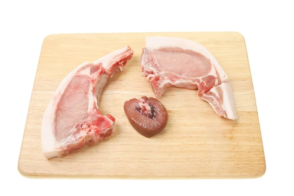 Chuletas de cerdo y riñón — Foto de Stock