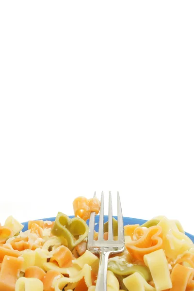 Heart shaped pasta with a fork — Stock Photo, Image