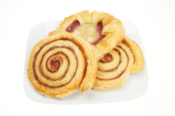 Three Danish pastries — Stock Photo, Image