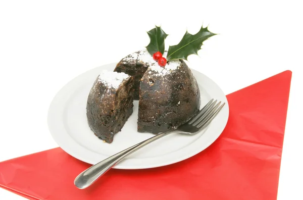 Christmas pudding on a plate — Stock Photo, Image