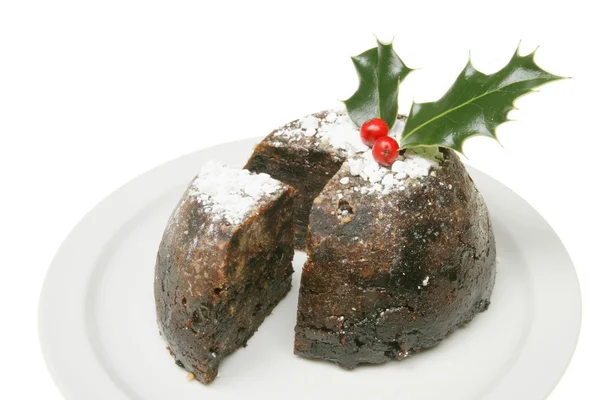 Christmas pudding on a plate — Stock Photo, Image