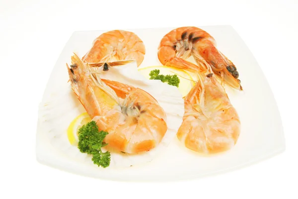Crevettes on plate — Stock Photo, Image