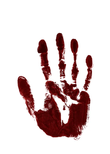 Red ink impression of left hand — Stock Photo, Image