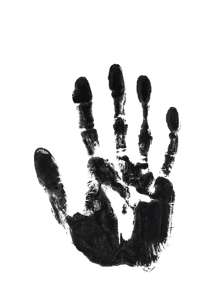 右の手の黒いインク印象 — ストック写真