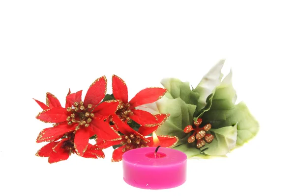 Candle and Christmas decoration — Stock Photo, Image