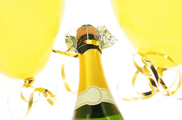 Champagne och ballonger — Stockfoto