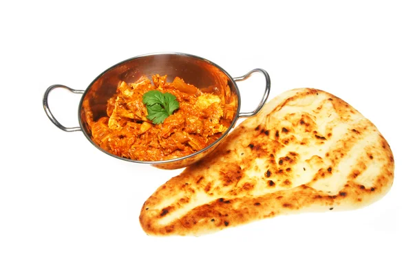 Chicken curry and nan — Stock Photo, Image