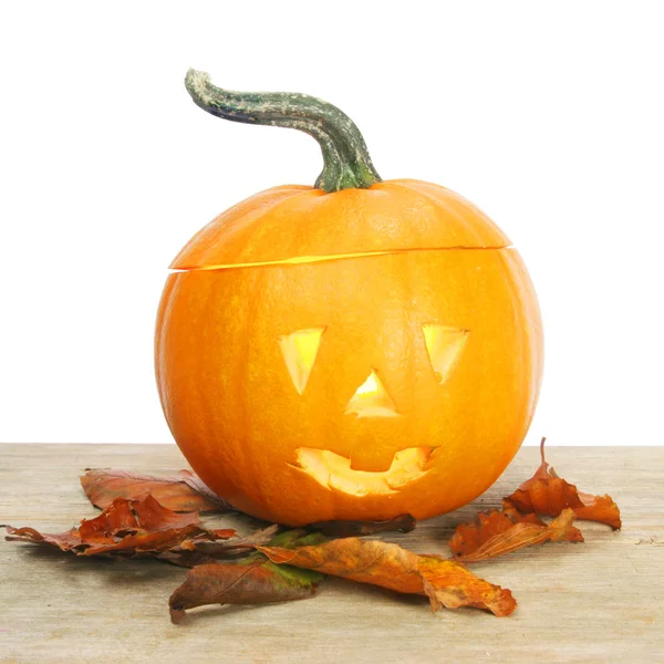 Halloween lantern on wood — Stock Photo, Image