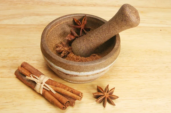 Pestle and mortar with spice — Stock Photo, Image