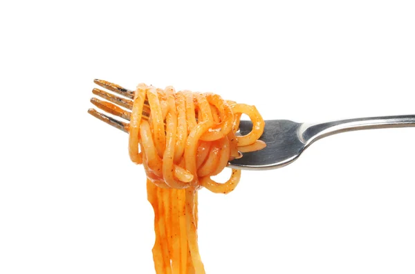 Espaguete em garfo — Fotografia de Stock