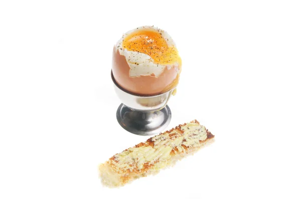Boiled egg and soldier — Stock Photo, Image