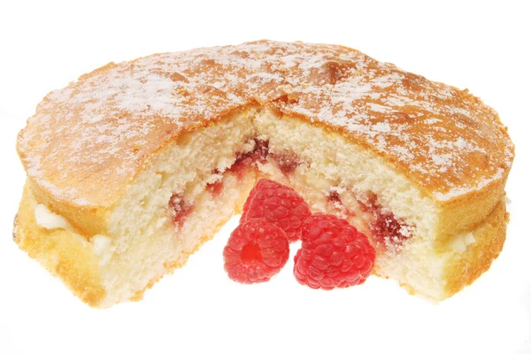 Himbeer-Biskuit mit Beeren — Stockfoto