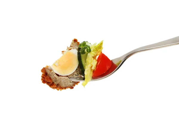 Scotch telur dan salad di garpu — Stok Foto