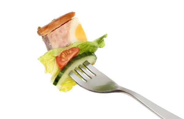 Gala pie on fork — Stock Photo, Image