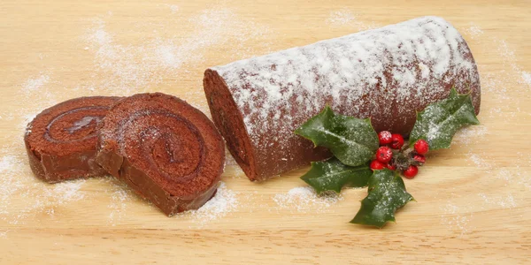 Christmas chocolate log — Stock Photo, Image
